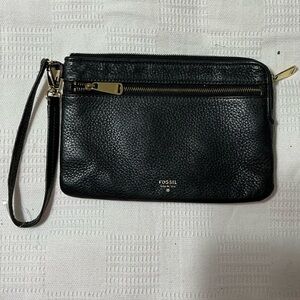 Fossil Black Wrislet with double zippers